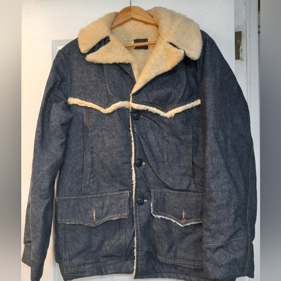 Vintage Other - Vintage Sears Roebucks Denim Jacket Sherpa Lined Size 42 R western,